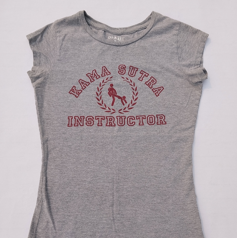 Vintage Kama Sutra Instructor Women's T-shirt  Small Gray/Red